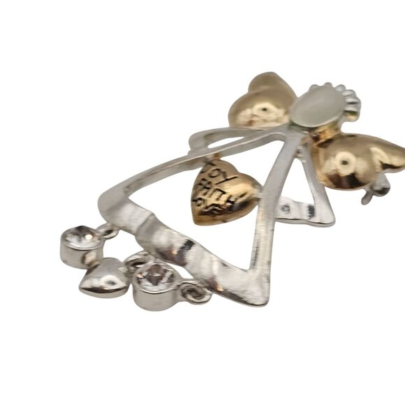 VTG Brooch Silver/Gold Toned Angel Love Faith Joy Dangle Charm Christian Faith - Picture 8 of 16